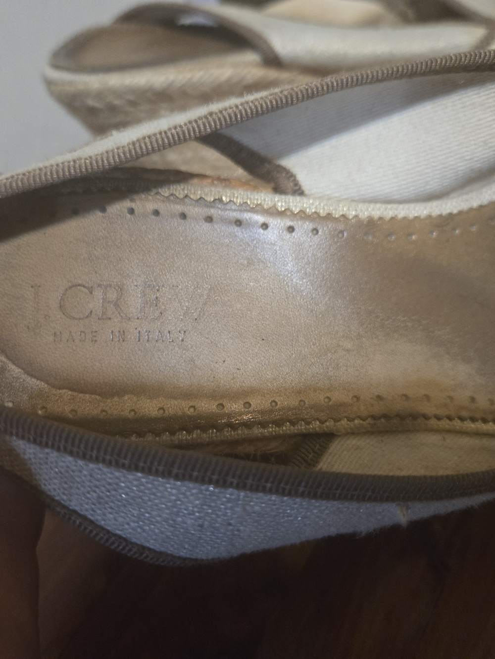 J. Crew Cream and Brown Espadrille Wedge Slip-On Size 9 - Picture 4 of 7